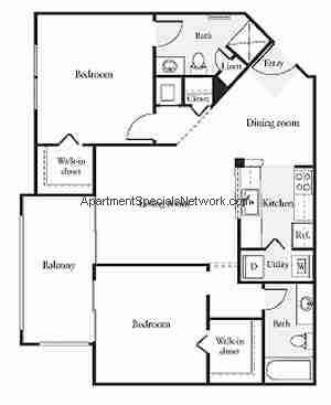 2 Bedroom 2 Bathroom Apartment Plans