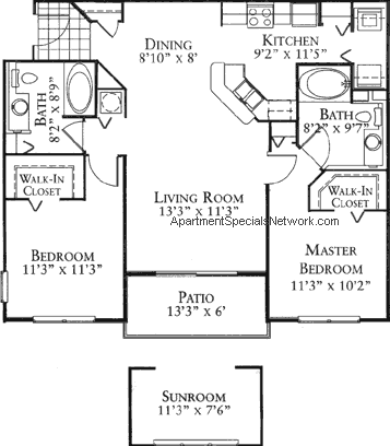 2 Bedroom 2 Bathroom Apartment Plans