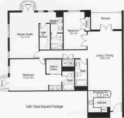 Bedroom on Boca Raton Apartment Rental Br155   3 Bedroom Floor Plans